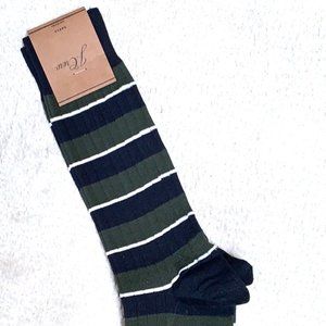J. Crew Men’s Striped Dress Sock Navy & Dark Green